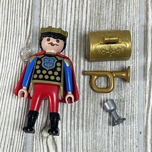 Playmobil King Figure 1993 Vintage Medieval Castle with Gold Chest Horn Goblet